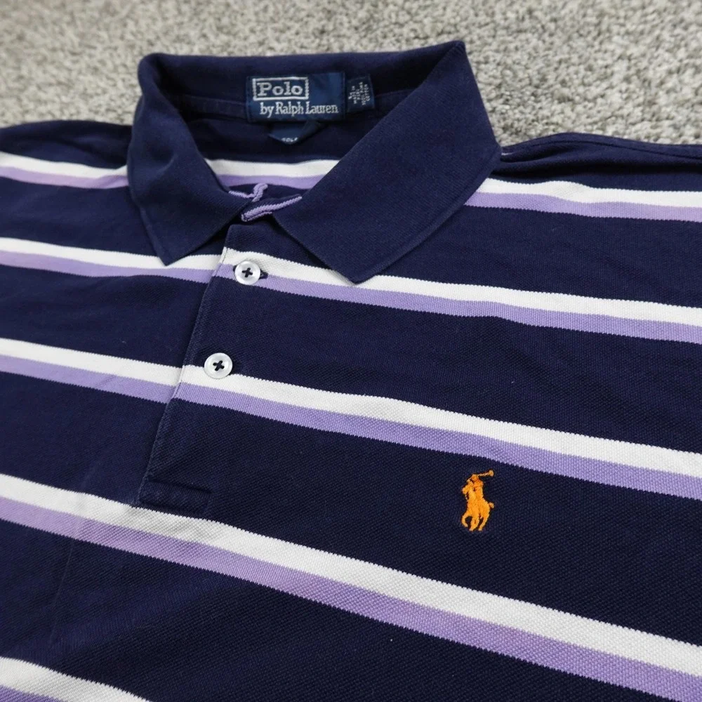VTG Polo Ralph Lauren Polo Shirt Mens L Blue Golf Fit Pony Casual Preppy 90s Y2K